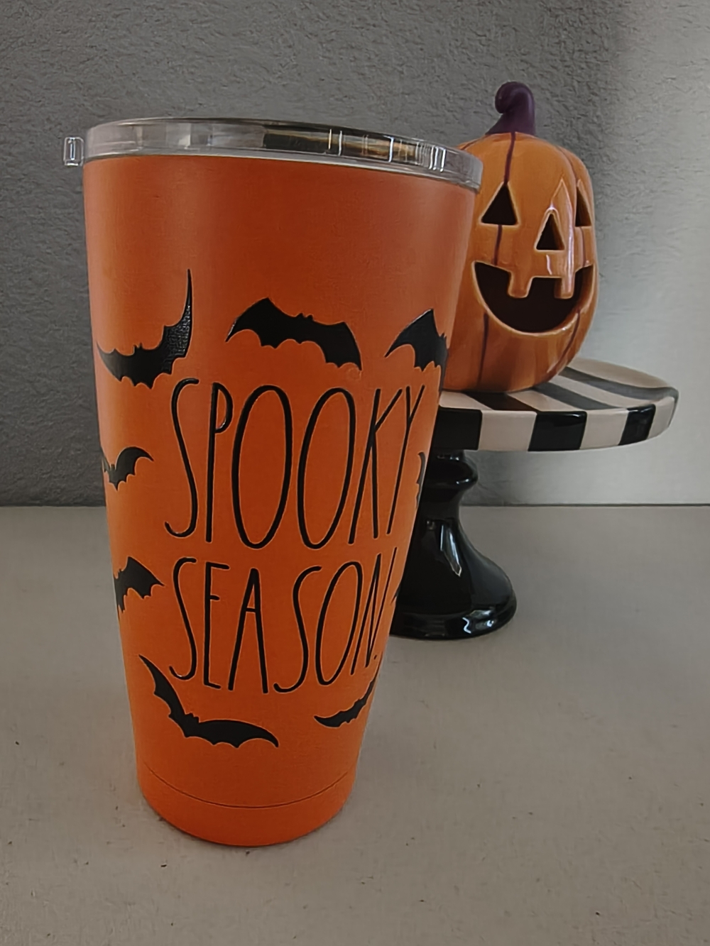 Bats Orange "Spooky Season" Halloween Drinkware Party
